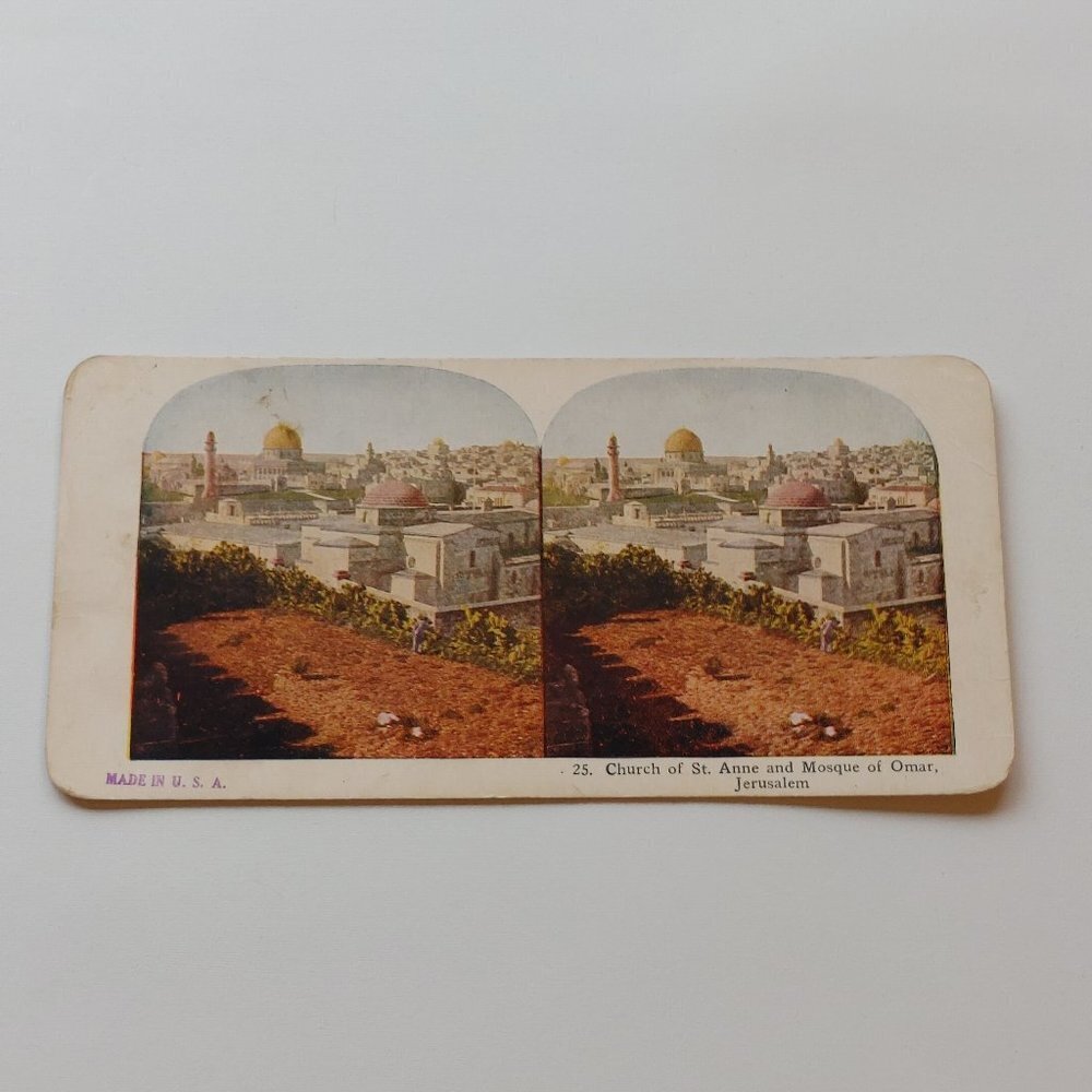 Antique Stereograph Card Church of St. Anne and Mosque of Omar, Jerusalem